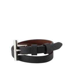 Pulsera de cuero negro Cross-Bar