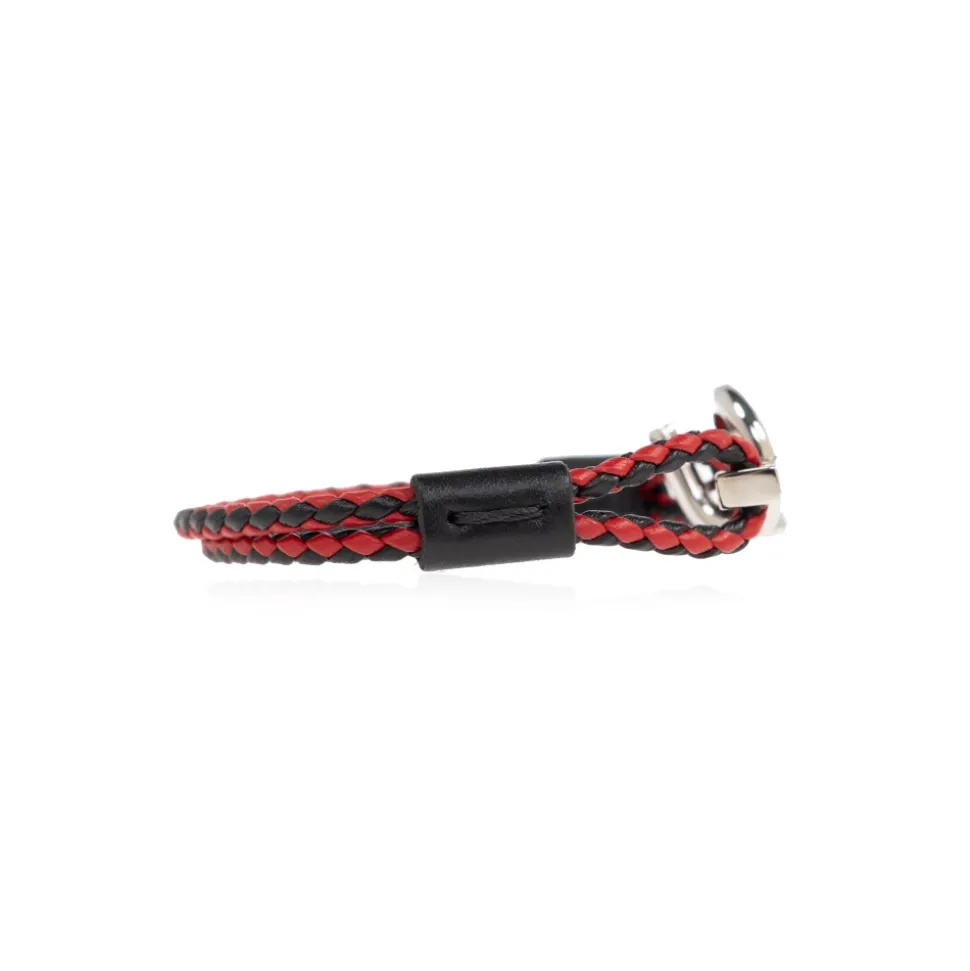 Pulsera de Cuero Trenzado Bicolor Gancini