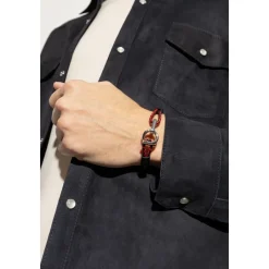 Pulsera de Cuero Trenzado Bicolor Gancini