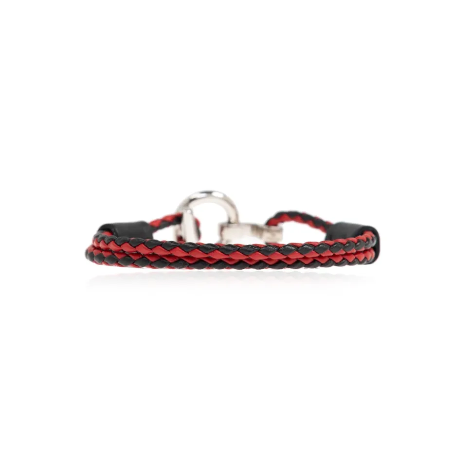 Pulsera de Cuero Trenzado Bicolor Gancini