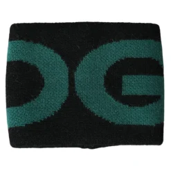 Pulsera de lana negra y verde con logo