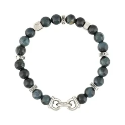 Pulsera de piedras semipreciosas azul marino y plateado