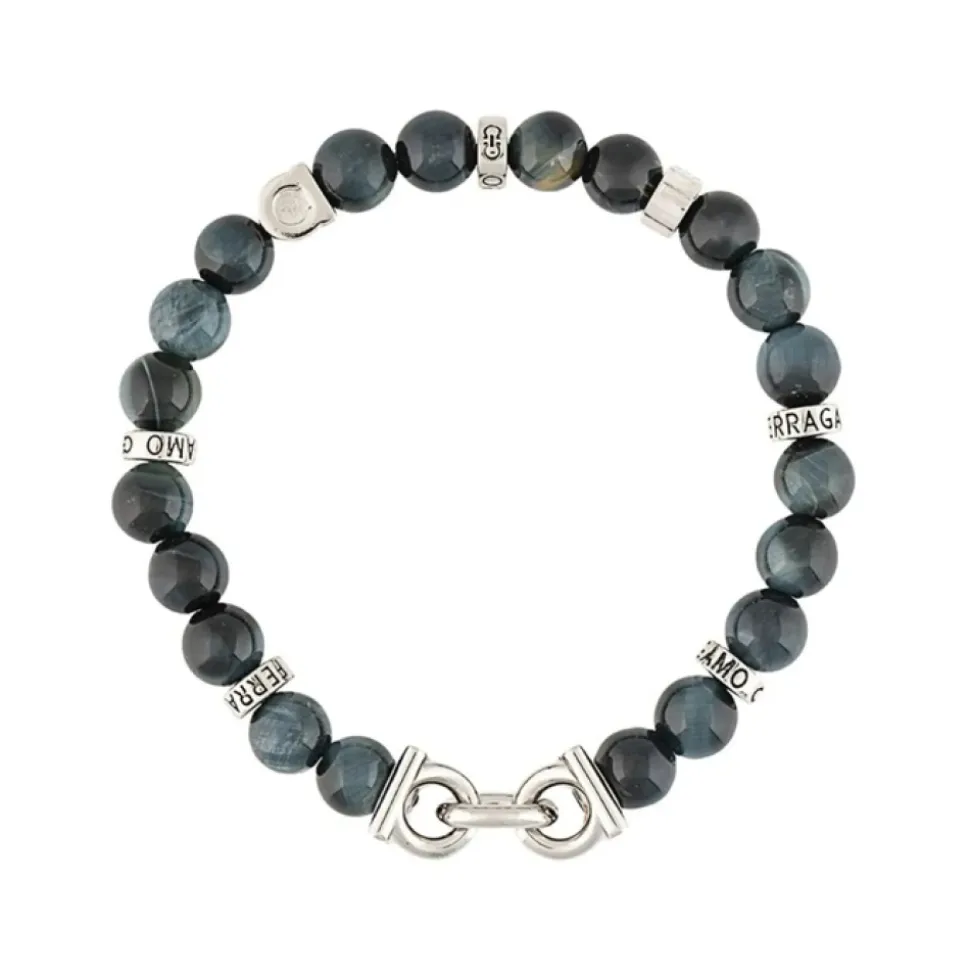 Pulsera de piedras semipreciosas azul marino y plateado