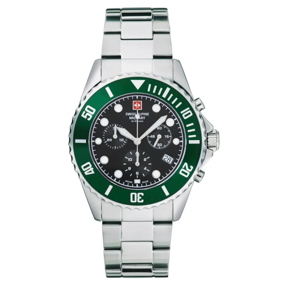 Reloj de hombre 44 mm cronógrafo y visualización de la fecha brazalete de acero inoxidable