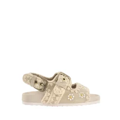Sandalia de Ante con Apliques Florales