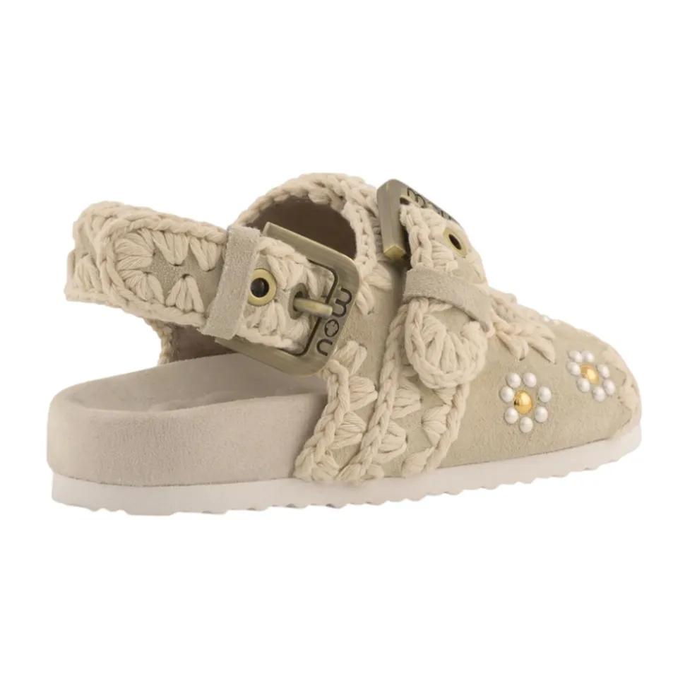 Sandalia de Ante con Apliques Florales