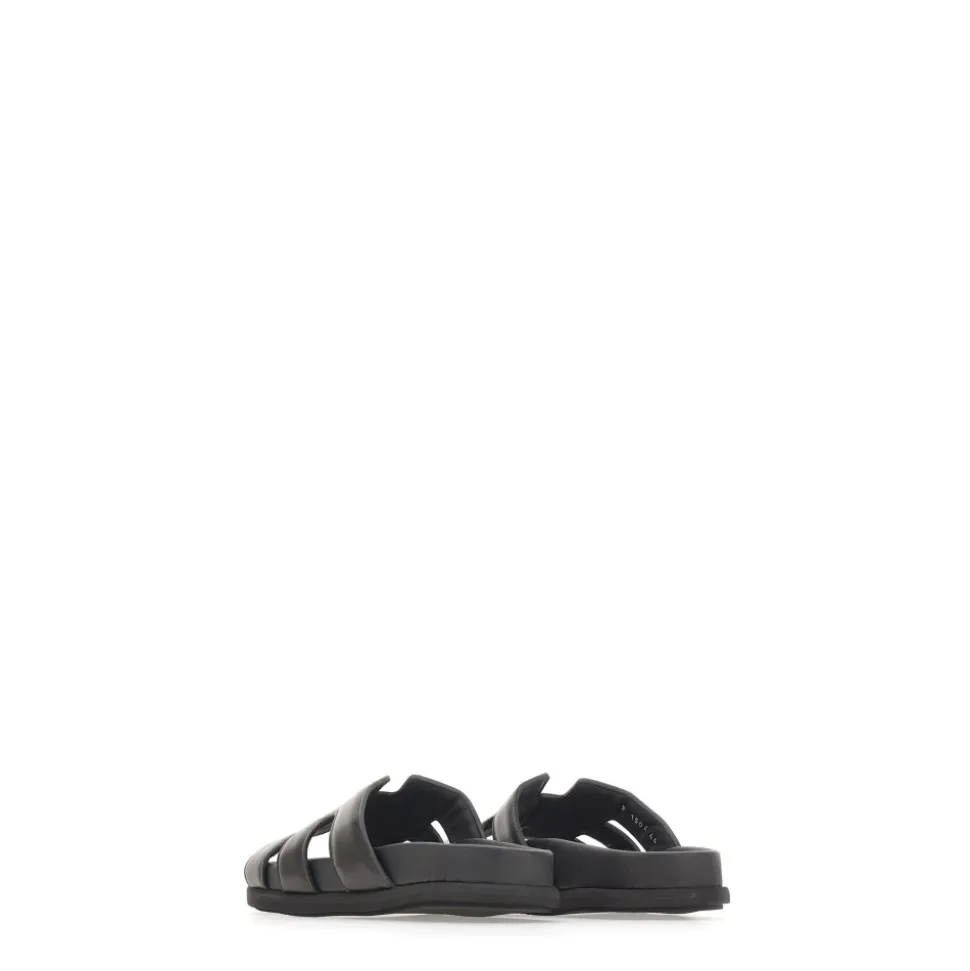 Sandalias de Cuero con Tiras Caladas