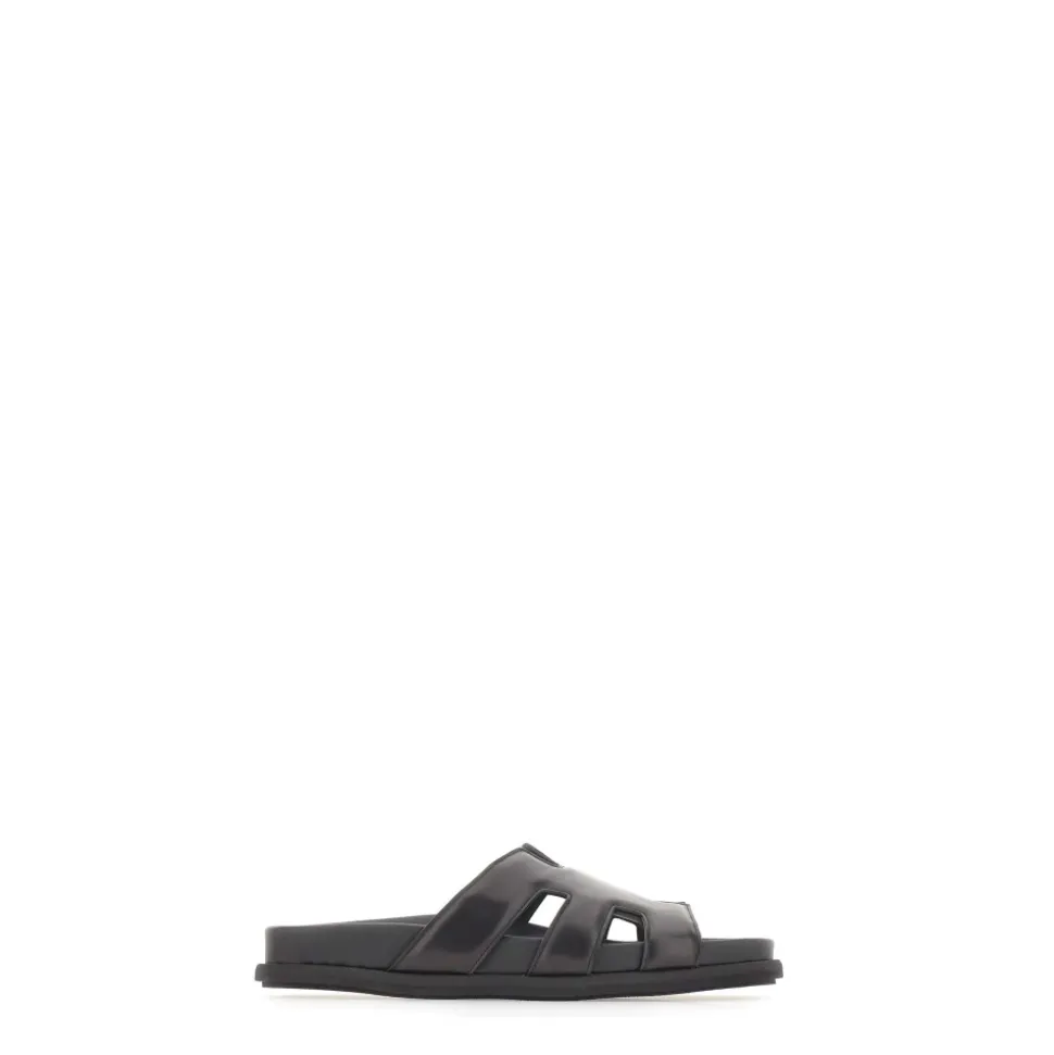 Sandalias de Cuero con Tiras Caladas