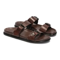 Sandalias de cuero marrón con dos correas ajustables