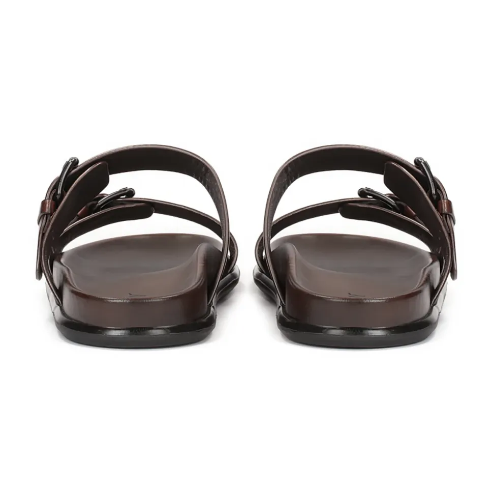 Sandalias de cuero marrón con dos correas ajustables