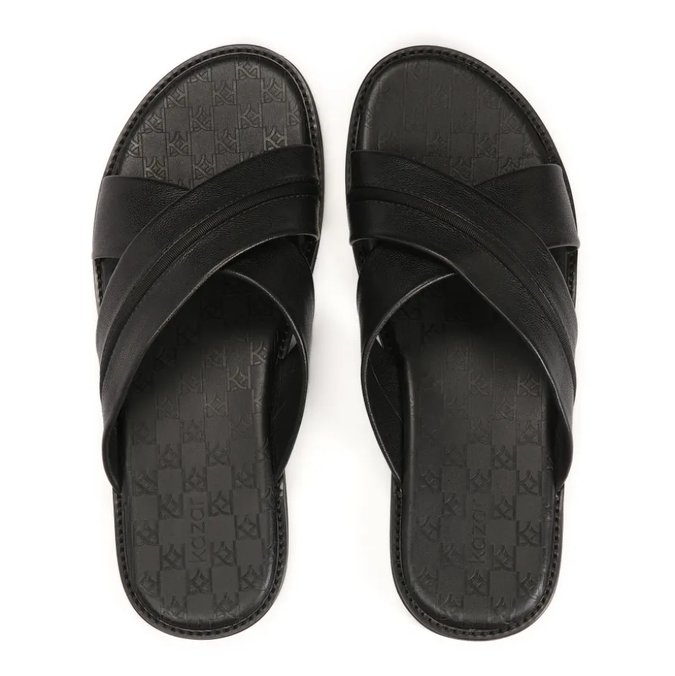 Sandalias de cuero para hombre con correas cruzadas