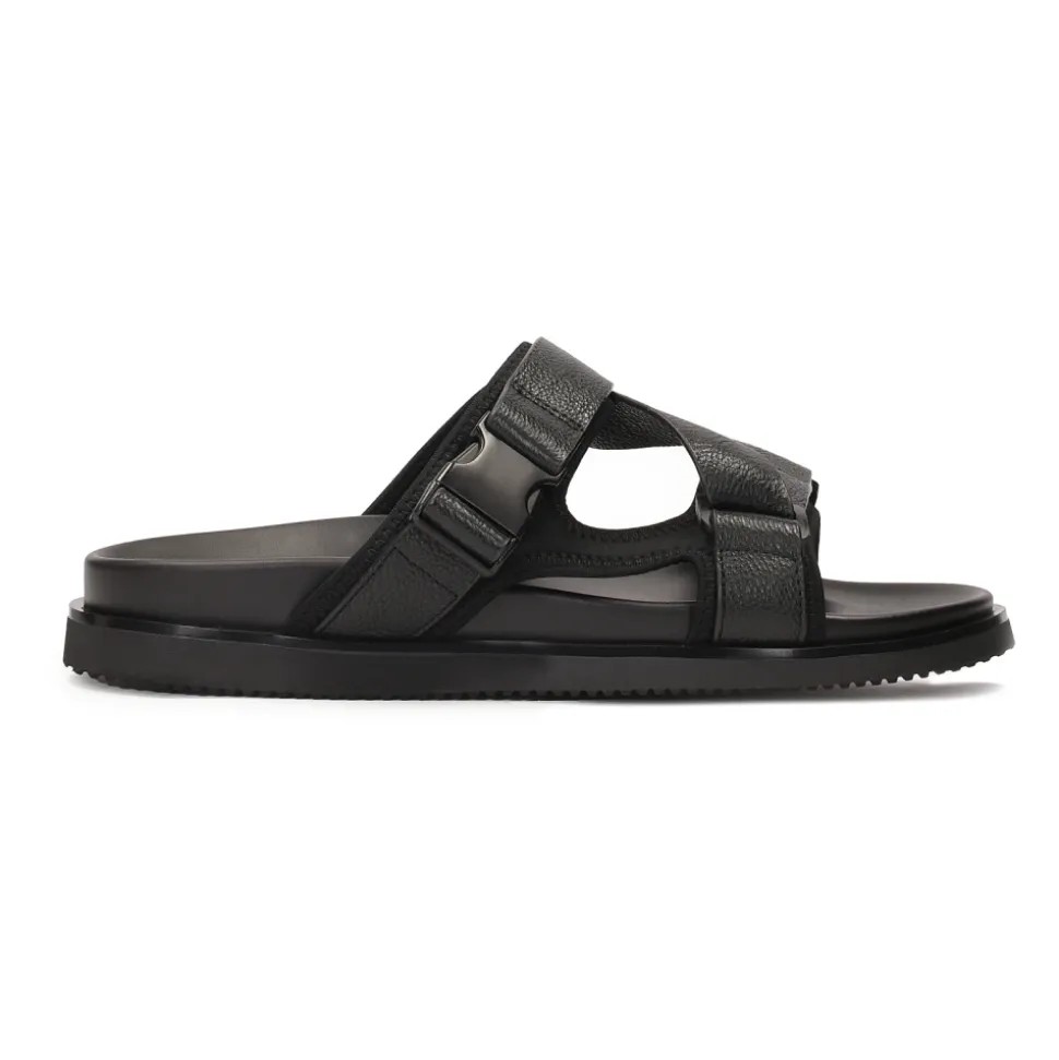 Sandalias de cuero para hombre en color negro