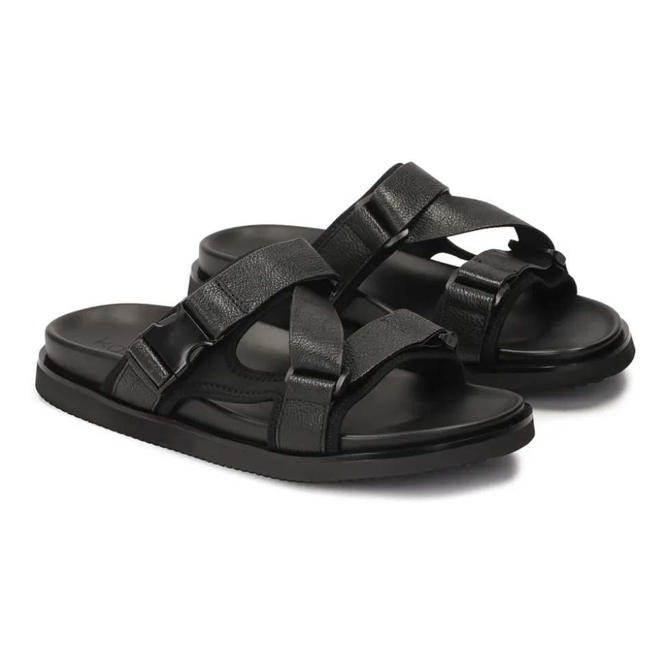 Sandalias de cuero para hombre en color negro