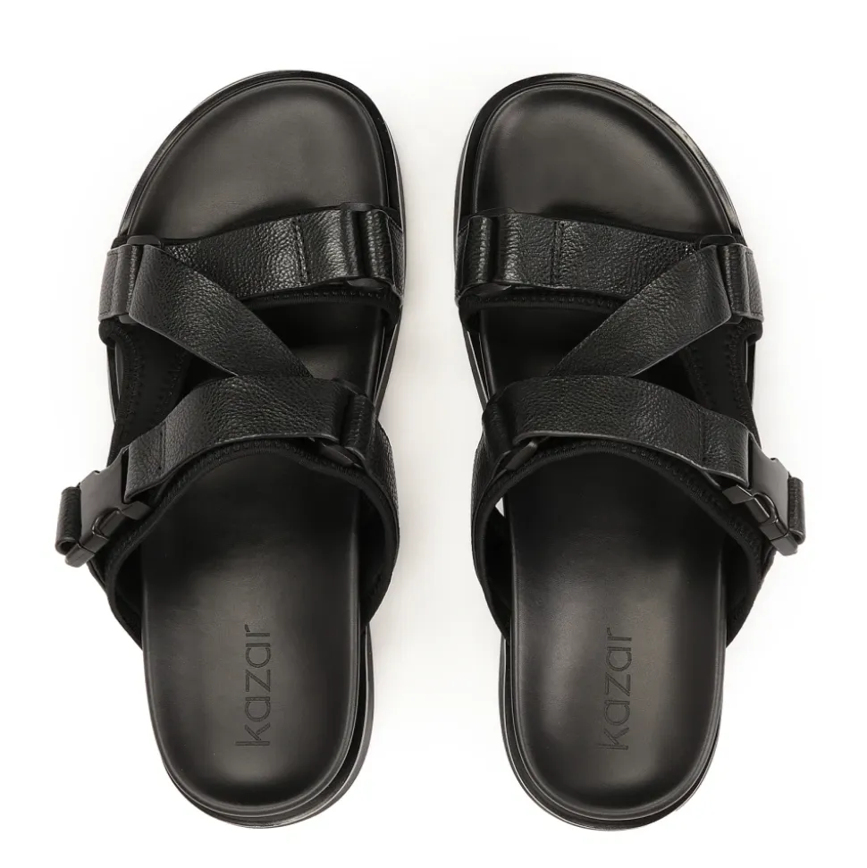 Sandalias de cuero para hombre en color negro