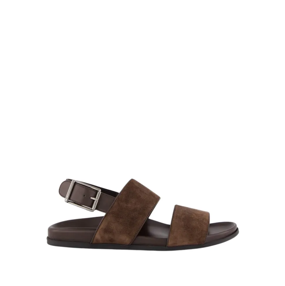 Sandalias Fussbett de ante marrón