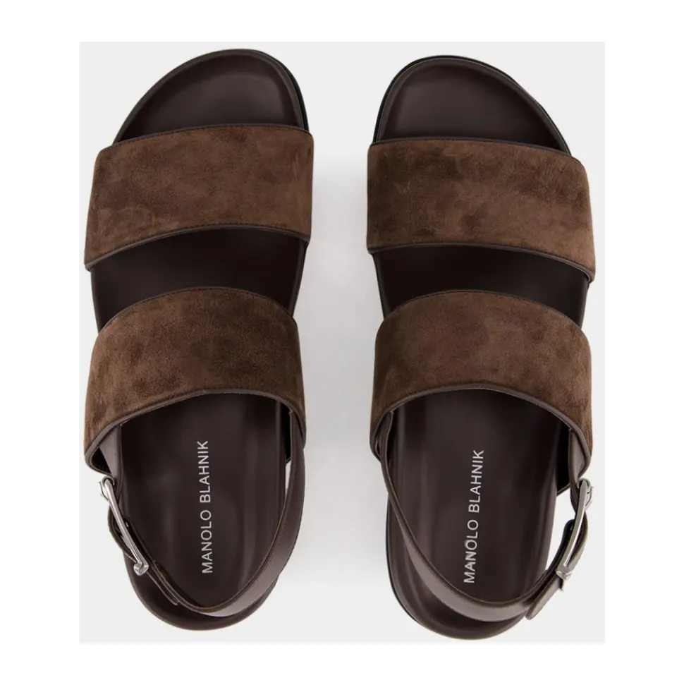 Sandalias Fussbett de ante marrón