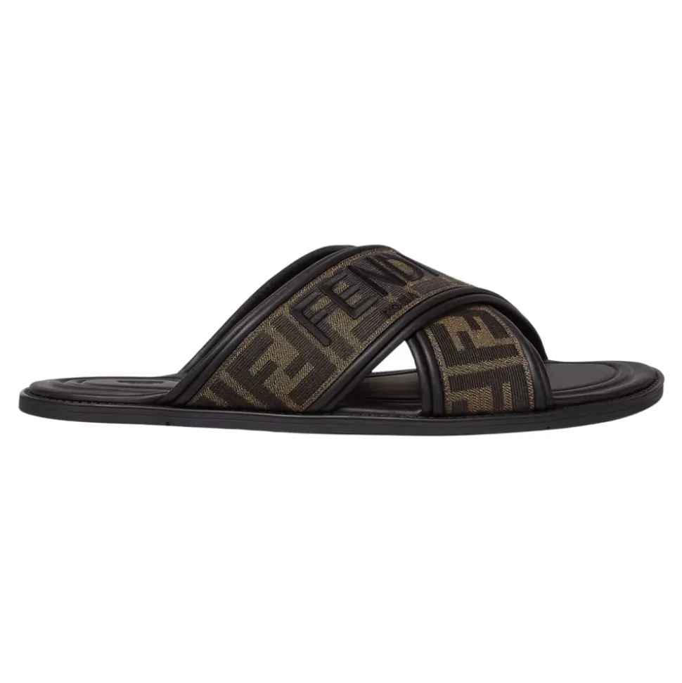 Sandalias Negras con Motivo FF