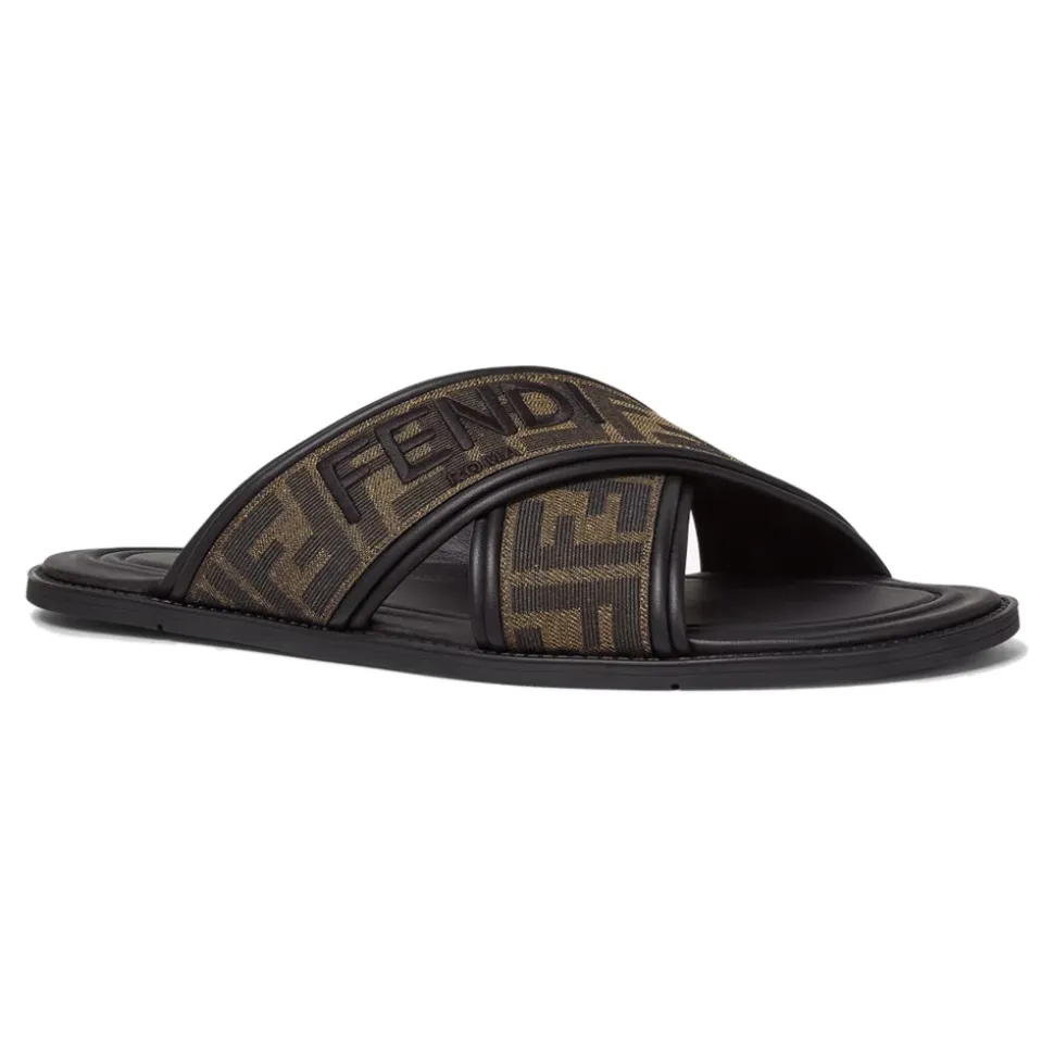 Sandalias Negras con Motivo FF