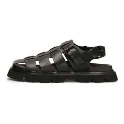 Sandalias negras de cuero con dedos cubiertos