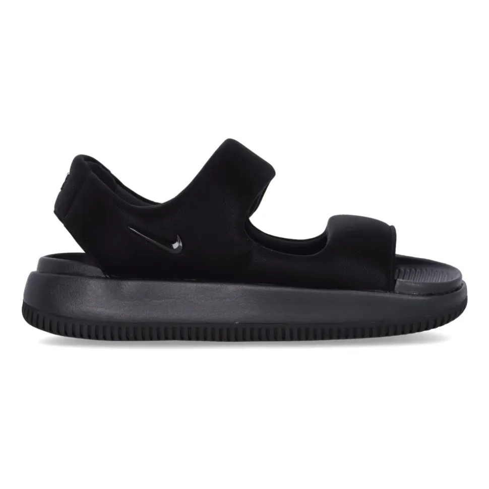 Sandalias negras planas con cierre de velcro