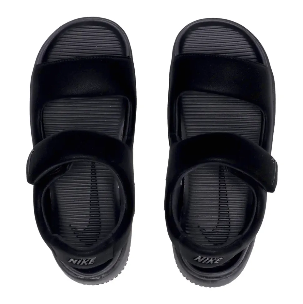 Sandalias negras planas con cierre de velcro