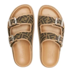 Sandalias planas con estampado jacquard FF