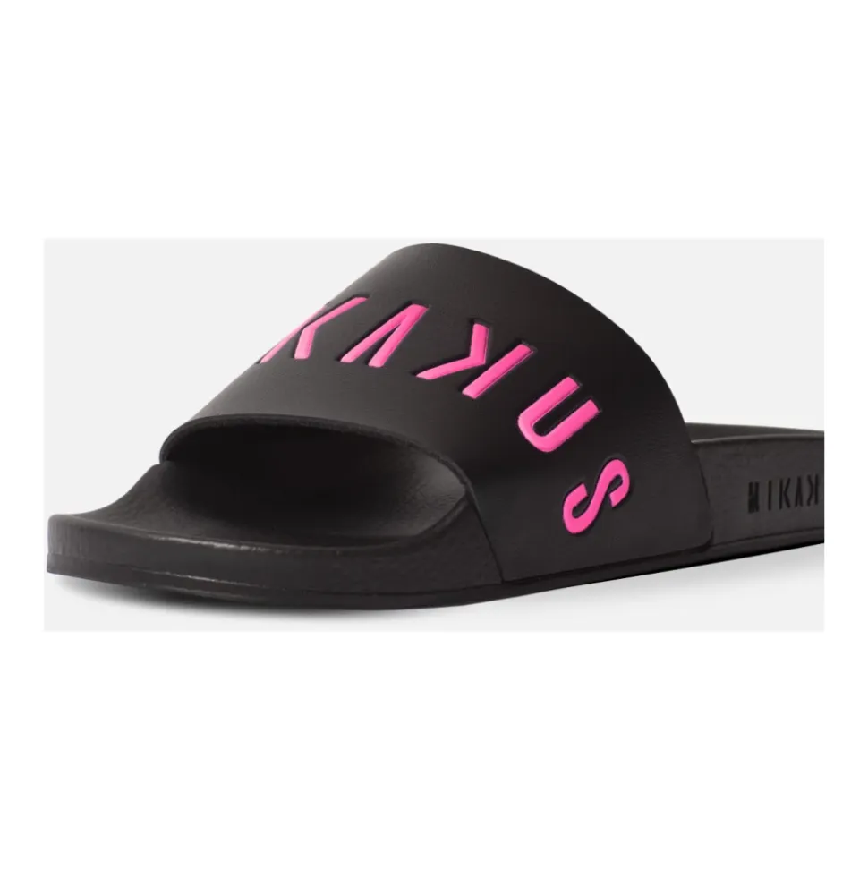 Sandalias Slide Negras y Rosas