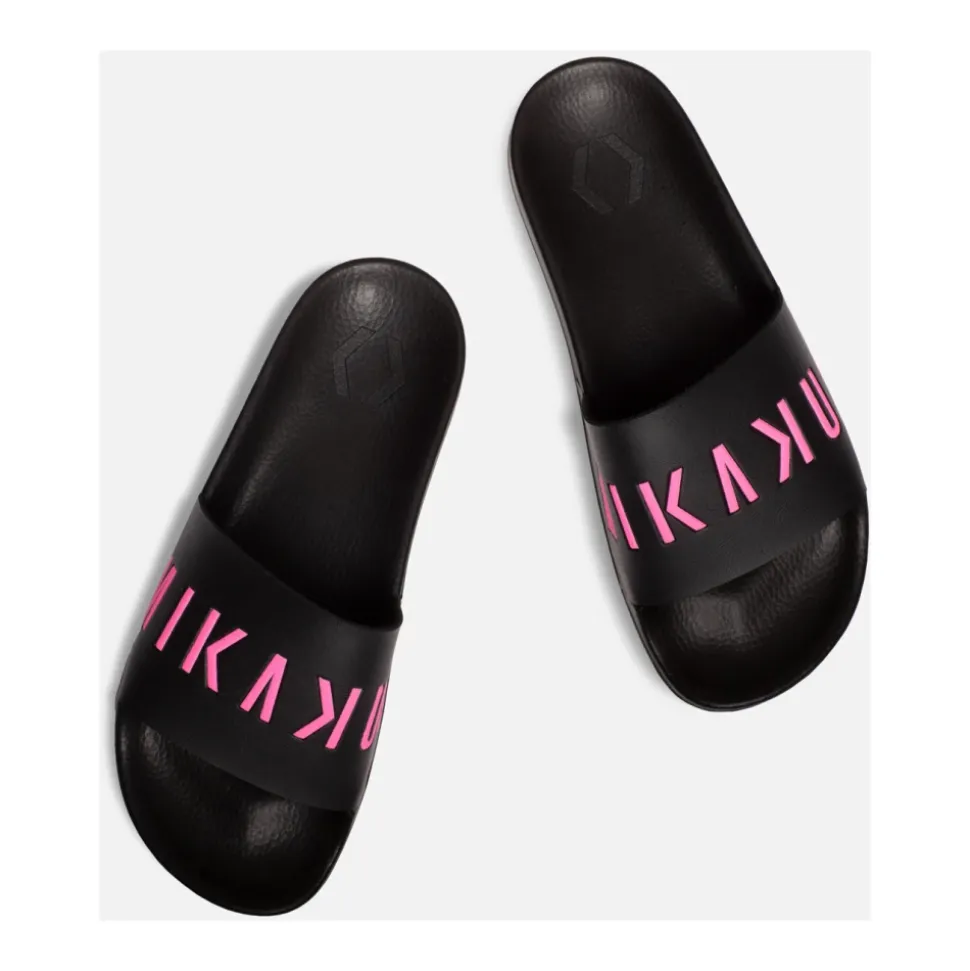 Sandalias Slide Negras y Rosas