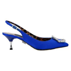 Satin Decollete Slingback Crystal Hexagon