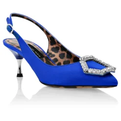 Satin Decollete Slingback Crystal Hexagon