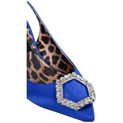 Satin Decollete Slingback Crystal Hexagon