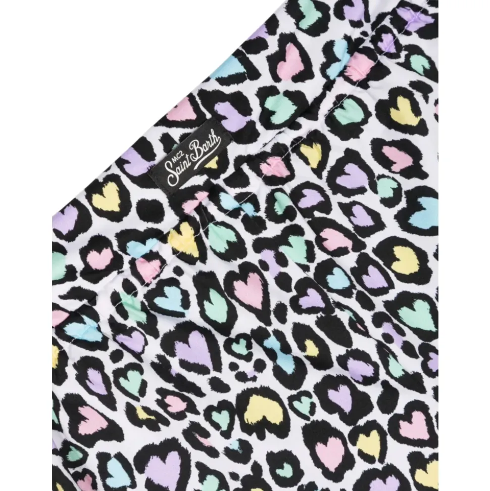 Shorts Infantiles Leopard Hearts con Detalles Rosas