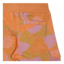 Shorts Naranja con Estampado Camuflaje y Parche de Brújula