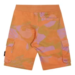 Shorts Naranja con Estampado Camuflaje y Parche de Brújula