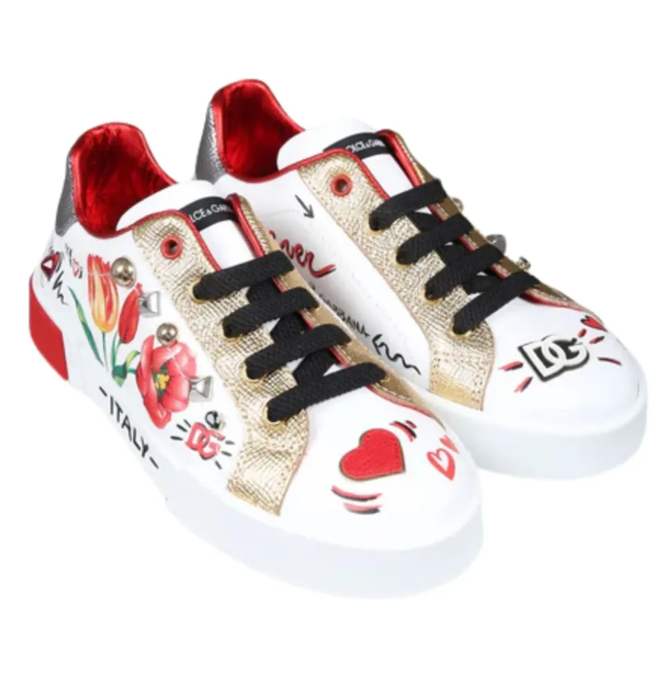Sneakers con Estampado Graffiti y Gemas