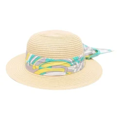 Sombrero de paja con lazo estampado