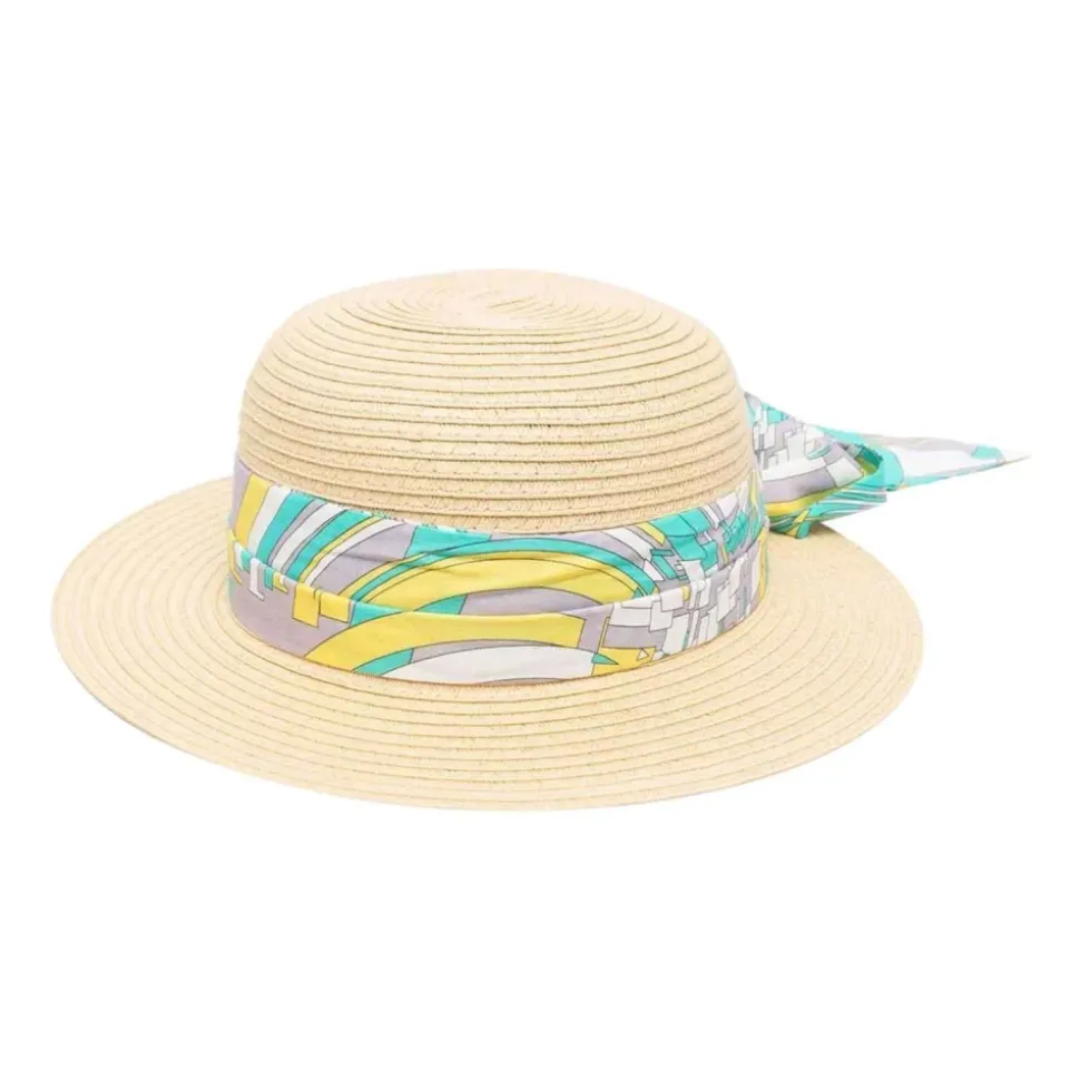 Sombrero de paja con lazo estampado