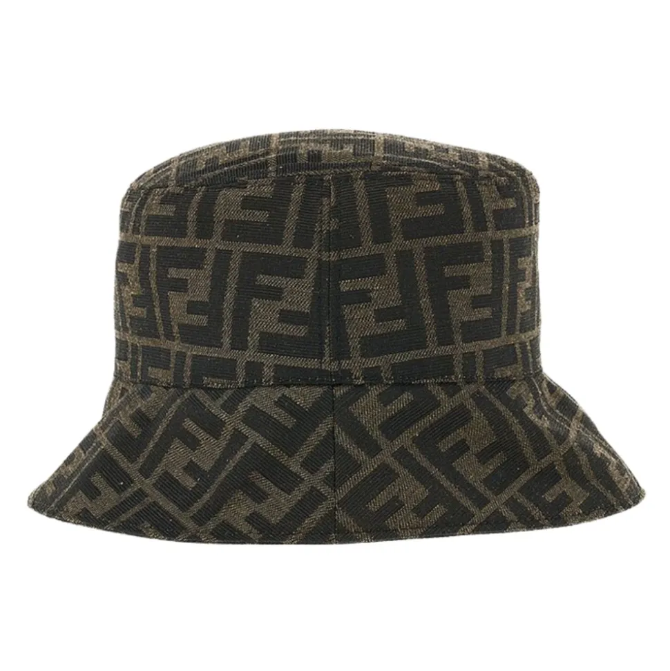 Sombrero de pescador marrón con motivo FF