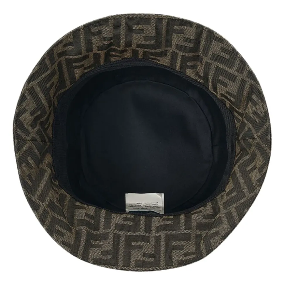 Sombrero de pescador marrón con motivo FF