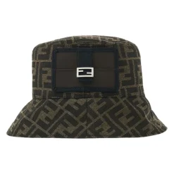 Sombrero de pescador marrón con motivo FF
