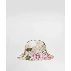 Sombrero de popelina con estampado de hortensias