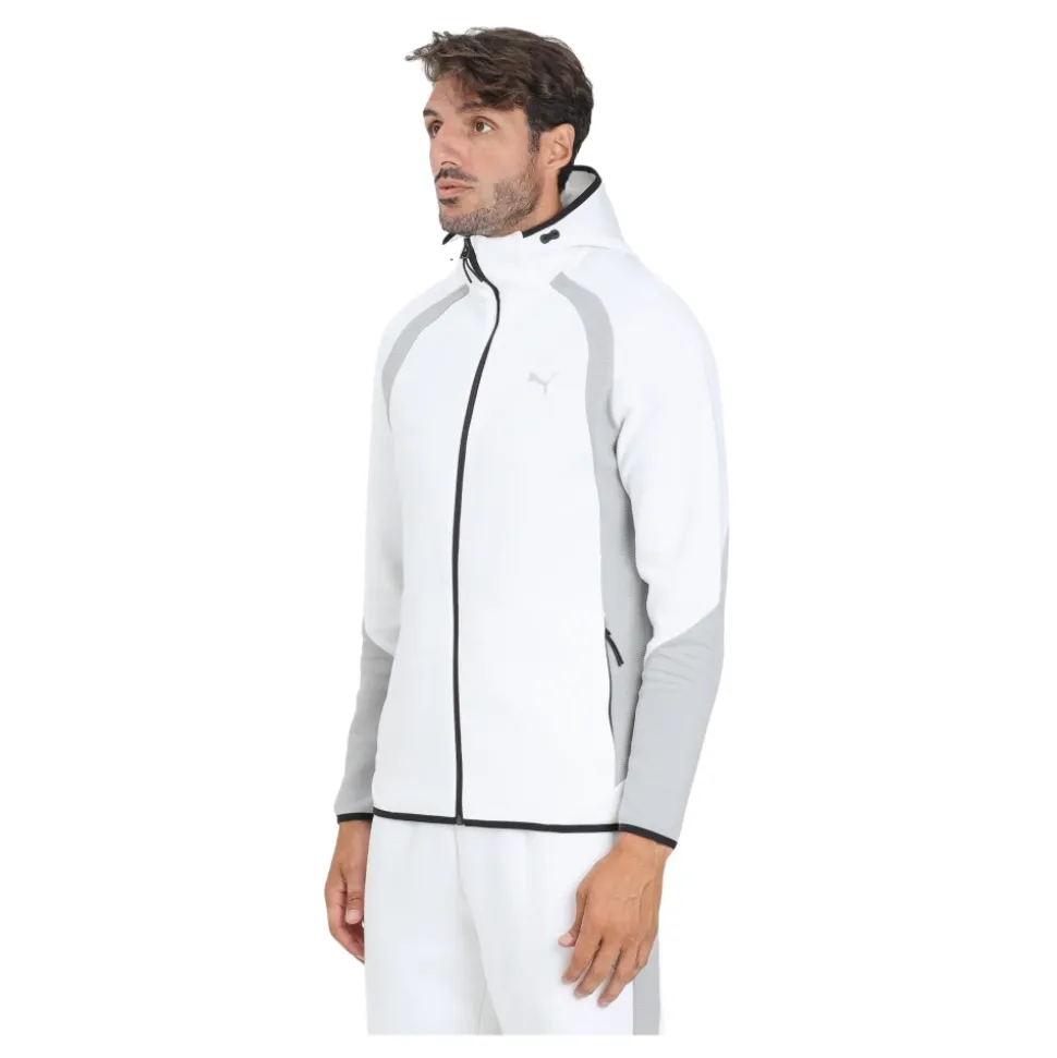 Sudadera con Cremallera Blanca Evostripe Hombre