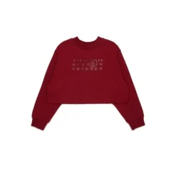 Sudadera corta Crewneck con logo de strass