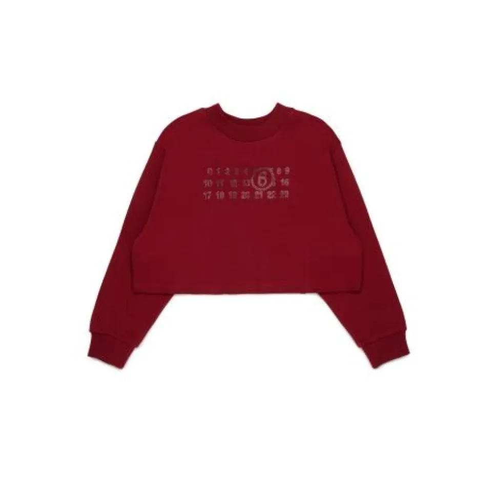 Sudadera corta Crewneck con logo de strass
