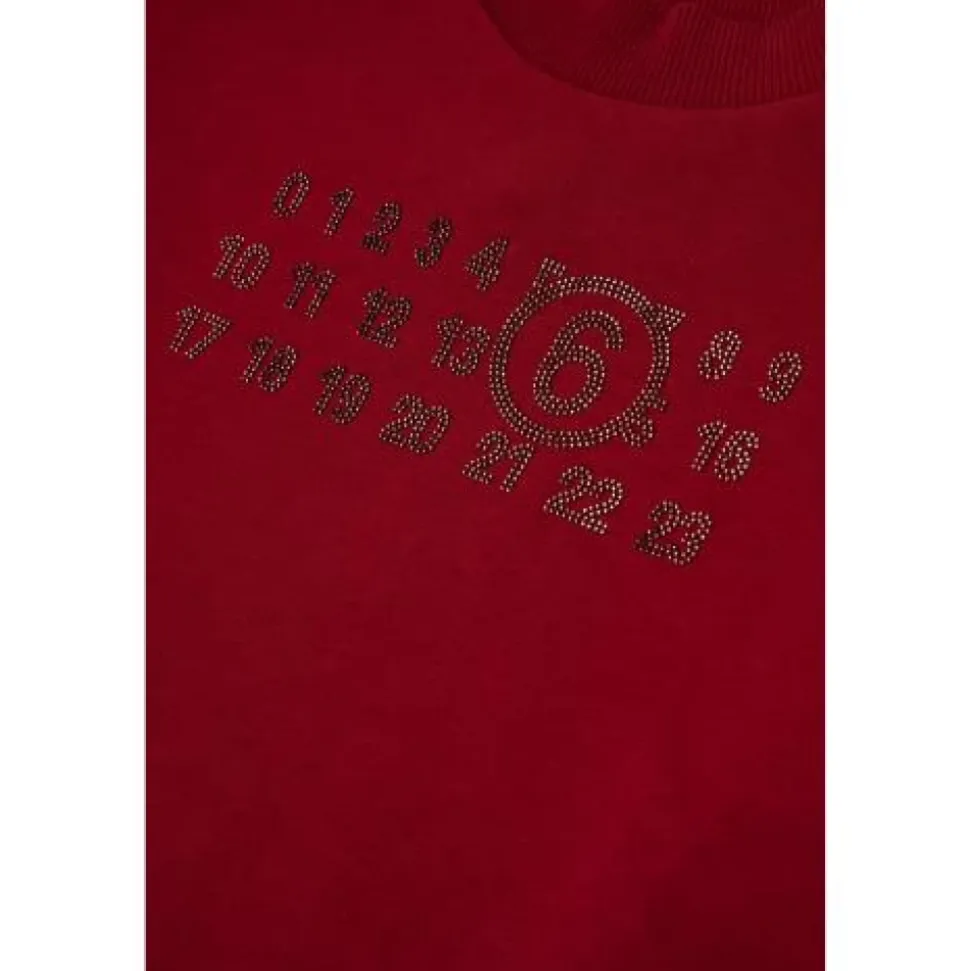 Sudadera corta Crewneck con logo de strass