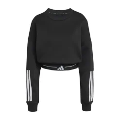 Sudadera Corta Hyperglam 3-Stripes con Cuello Redondo