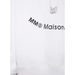Sudadera de Algodón Blanco con Estampado de Alfiler de Seguridad