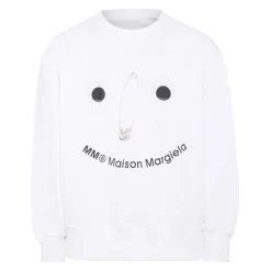 Sudadera de Algodón Blanco con Estampado de Alfiler de Seguridad