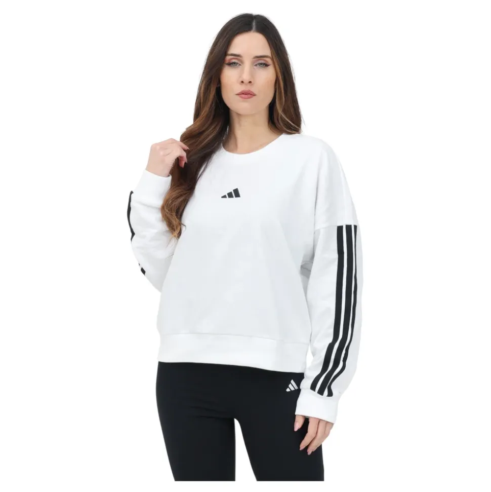 Sudadera de Felpa Francesa con Cuello Redondo y 3 Rayas