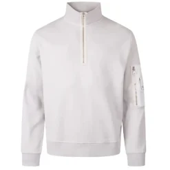 Sudadera de Forro Polar Diagonal Teñida en Prenda con Cremallera Media